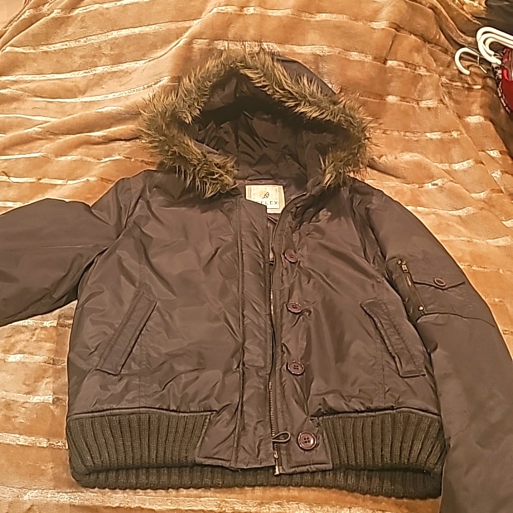 Army Green Faux Fur Puffer Jacket